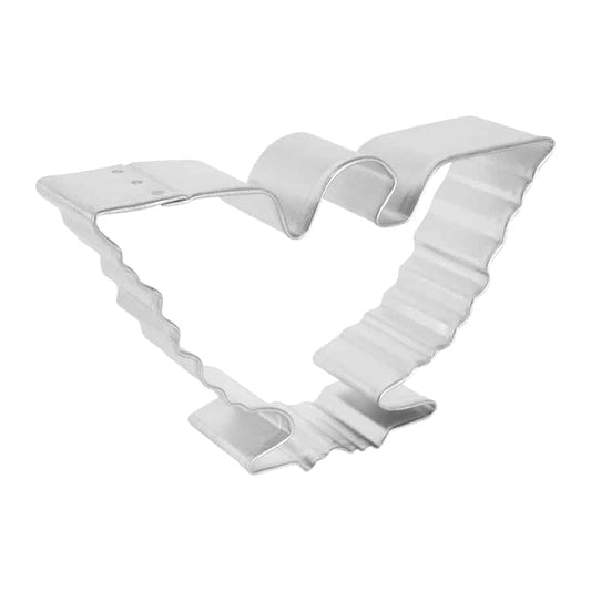Angled side view of the American Eagle cookie cutter, showing its depth and ridged wing design.