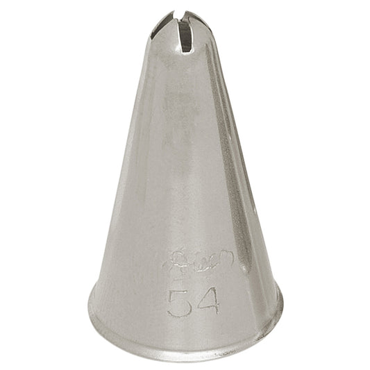 Ateco Pastry Tube Cross Top #54 made of stainless steel, designed for creating precise cross-shaped decorations on cakes and pastries.