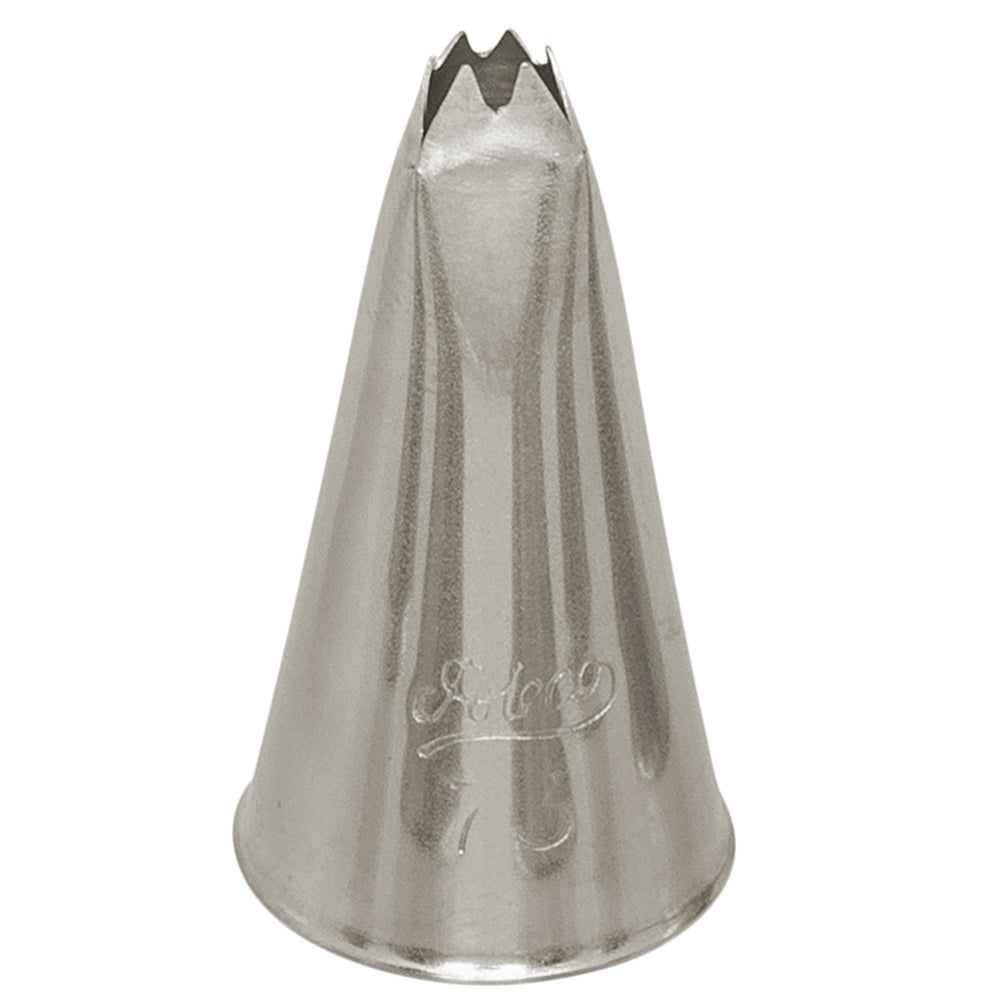 Ateco Pastry Tube Star Leaf #73, made from stainless steel, designed for creating fine star and leaf patterns on cakes and pastries.