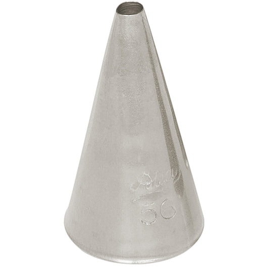 Ateco #56 Oval piping tip with a 0.11" opening, ideal for outlining, dropped-work, and writing on cakes and pastries. Durable stainless steel construction.