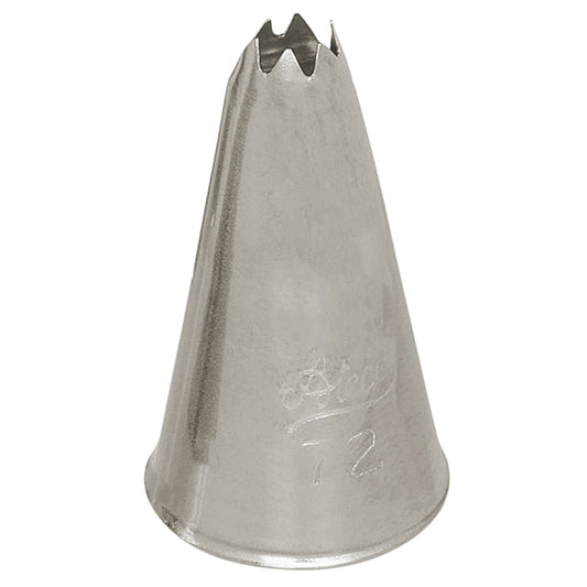 Ateco #72 Leaf piping tip with a 0.22" opening, featuring 5 points for creating leaves and swirls