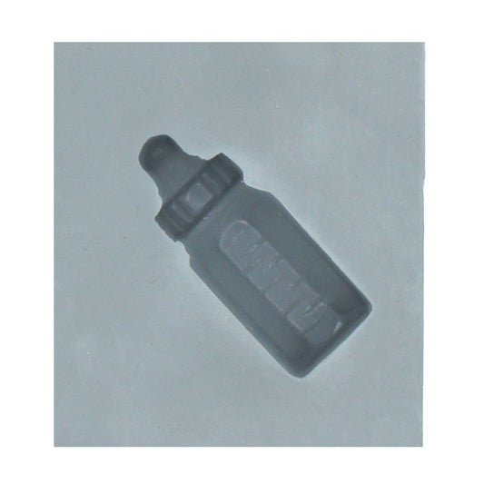 Close-up of a baby bottle-shaped cavity in a natural rubber mint mold, ideal for baby shower-themed cream cheese mints or fondant decorations.