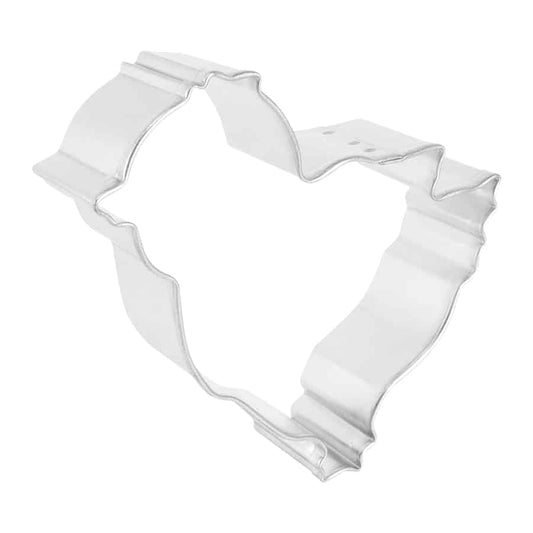 Side view of baby chick cookie cutter showing curved edges for chick silhouette.