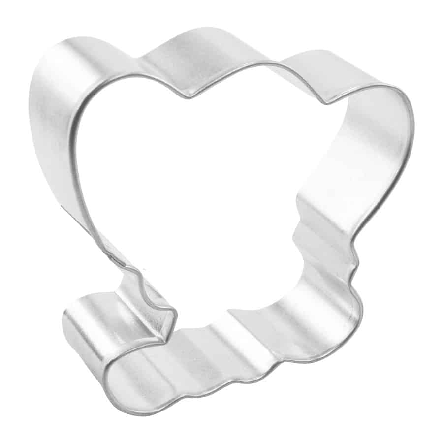 A side view of the baby elephant cookie cutter, showing its depth and curved details.