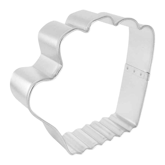 Side view of a baseball mitt cookie cutter, showing its sturdy design for creating perfectly shaped treats.