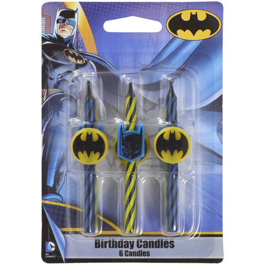 Packaged Batman candle set with DC Comics branding on the backing card.