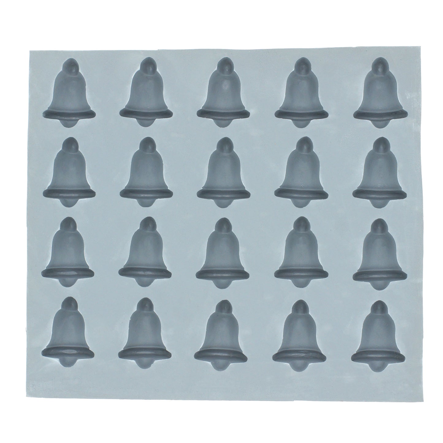 Full sheet of Bell Rubber Mint Mold with 20 classic bell-shaped cavities, perfect for wedding mints, holiday treats, or festive dessert accents.