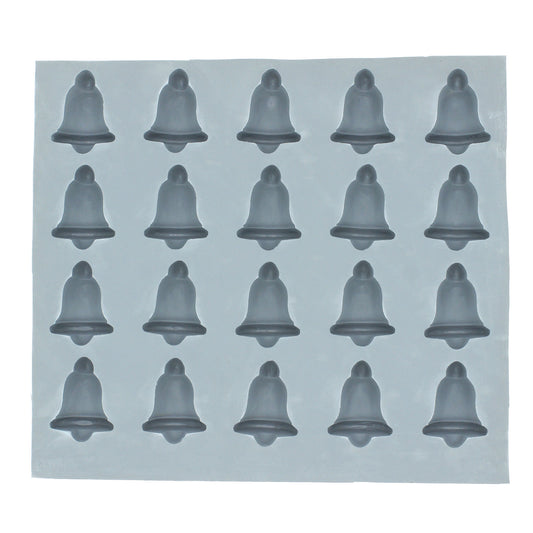 Full sheet of Bell Rubber Mint Mold with 20 classic bell-shaped cavities, perfect for wedding mints, holiday treats, or festive dessert accents.