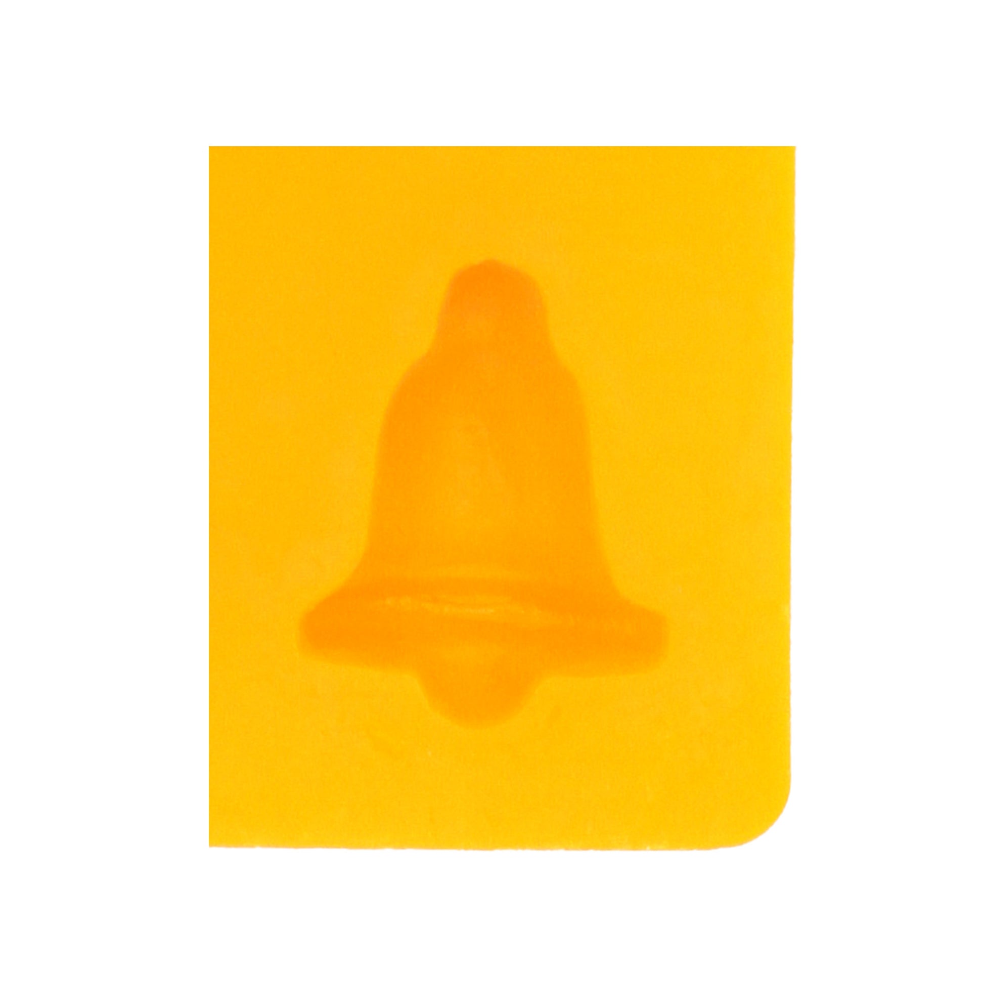 Close-up of a single cavity from the Bell Shaped Cream Cheese Mint Mold in yellow rubber, featuring a classic bell silhouette ideal for mints and chocolates.