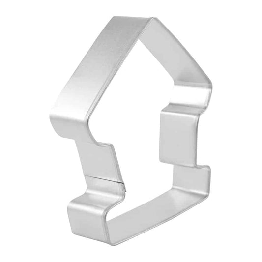 Side view of the birdhouse cookie cutter, showcasing its sturdy edges.