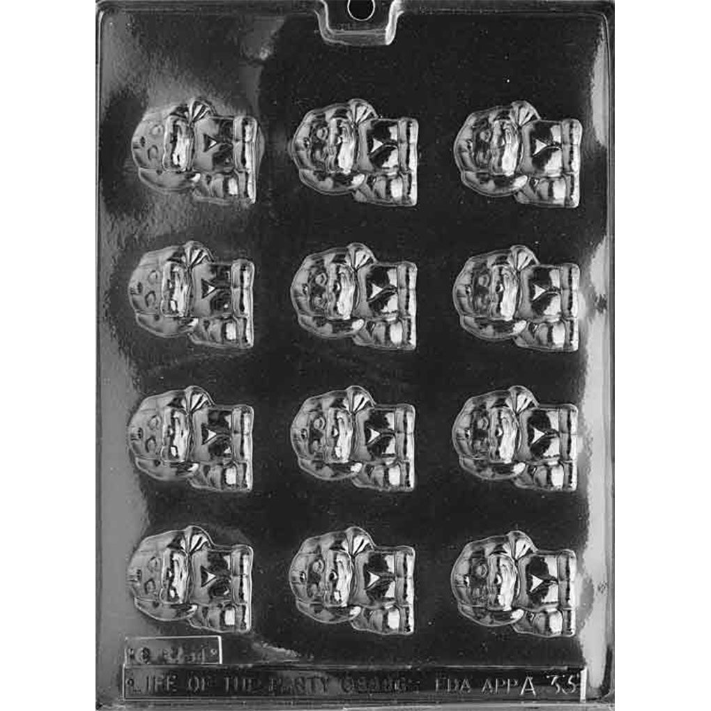 Twelve-cavity chocolate mold with bite-size seated puppies featuring raised faces, floppy ears, and paws; each piece measures approximately 1 1/2 x 1 3/4 inches.