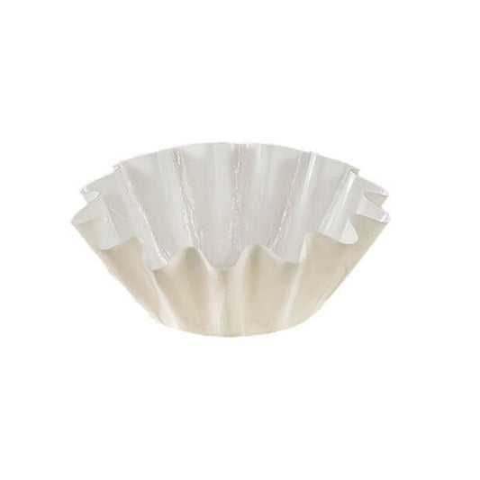 White Novacart Floret Baking Cup with fluted edges and greaseproof coating.
