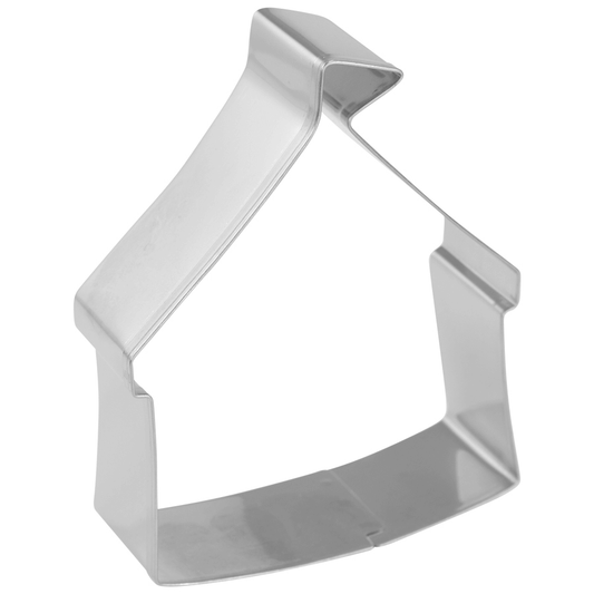 Side view of the Circus Tent Cookie Cutter, showing its sturdy metal design and tent details.