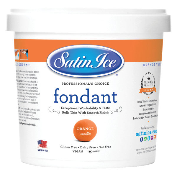 Orange Colored and Vanilla Flavored Fondant in a 2 Pound Container