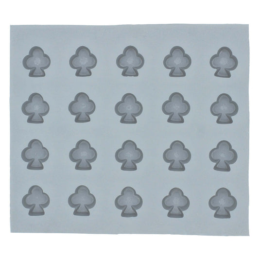 Full sheet of Club Suit Rubber Mint Mold showing multiple club-shaped cavities for mints, chocolates, or fondant accents.