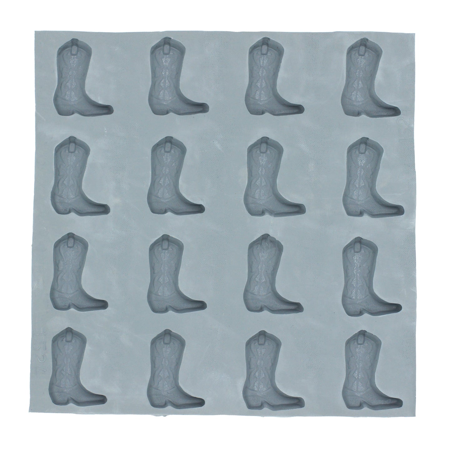 Full cowboy boot rubber mint mold with multiple detailed cavities for Western-themed mint or chocolate making
