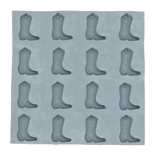Full cowboy boot rubber mint mold with multiple detailed cavities for Western-themed mint or chocolate making