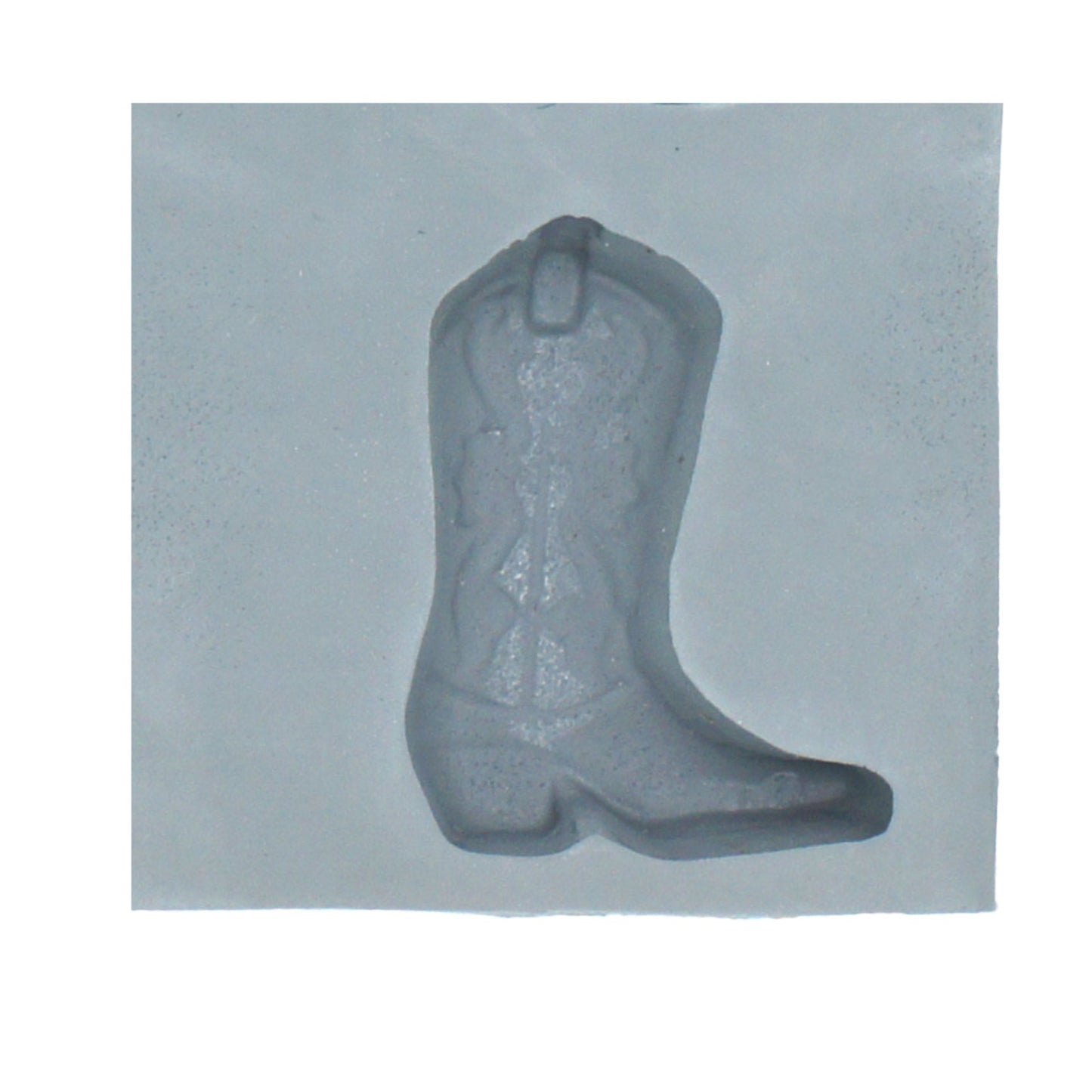 Close-up of cowboy boot rubber mint mold cavity with Western detailing, perfect for cream cheese mints or chocolate candies