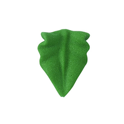 Dark green royal icing rose leaf with a natural veined shape, approximately 1 3/16 inches, sold in a 16-count pack for cake decorating.