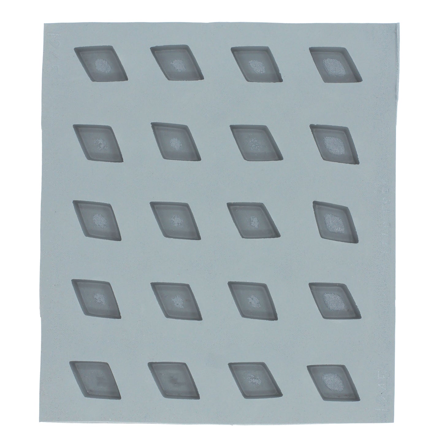 Full sheet of diamond suit rubber mint mold with multiple cavities arranged diagonally, used for candy or crafting projects