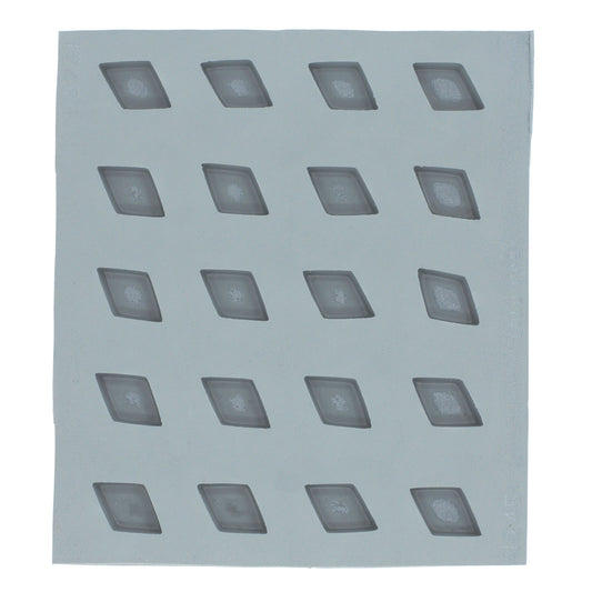 Full sheet of diamond suit rubber mint mold with multiple cavities arranged diagonally, used for candy or crafting projects