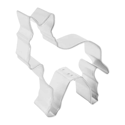 Side angle of a donkey-shaped cookie cutter, showing its detailed silhouette.