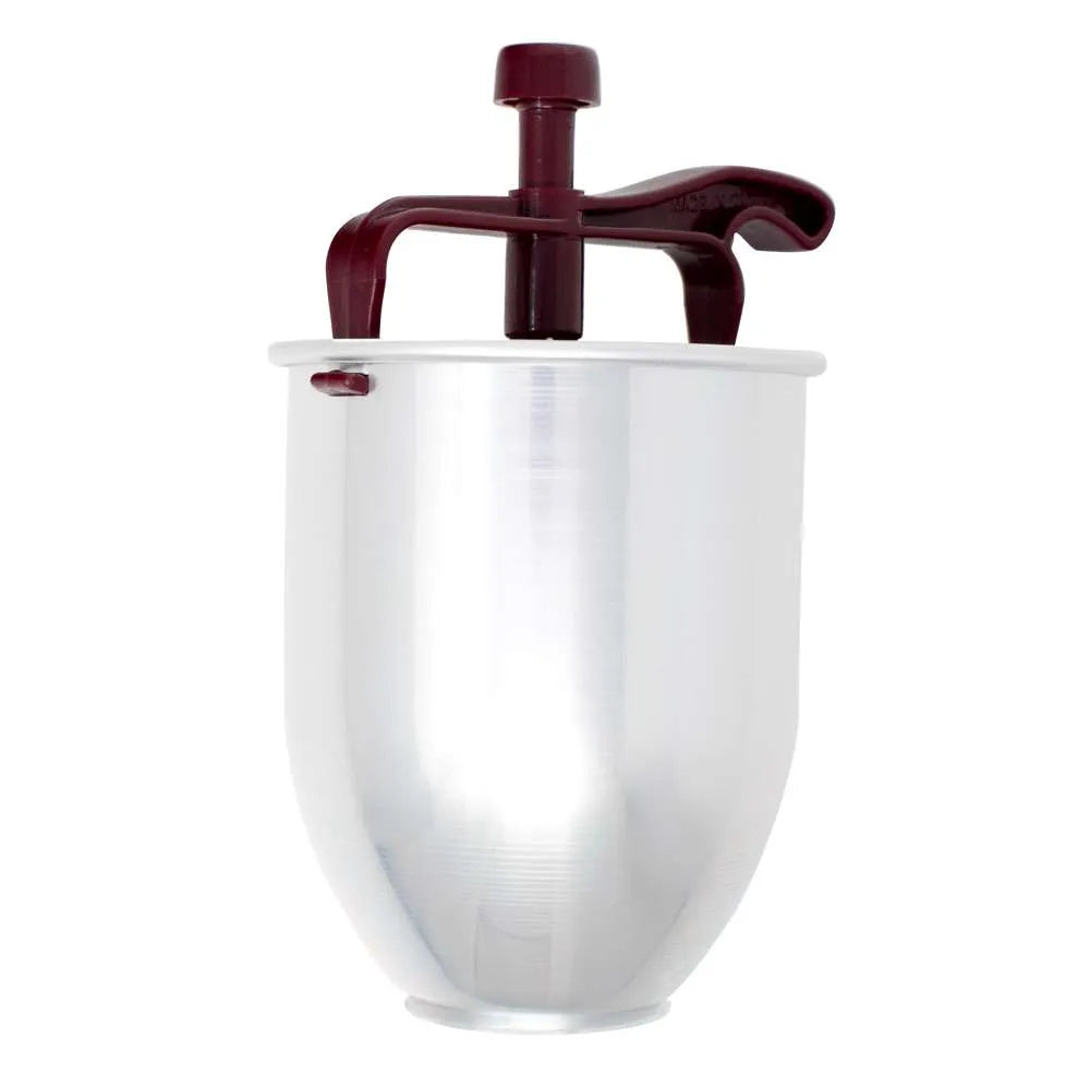 Side view of donut hopper showing the full shape and top handle