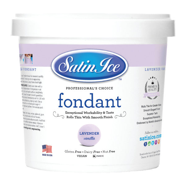 Lavender Colored and Vanilla Flavored Fondant in a 2 Pound Container