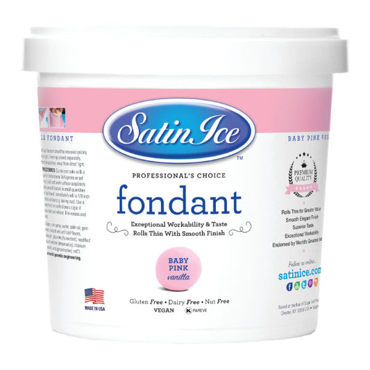 Baby Pink Fondant Satin Ice Vanilla Flavored in a 2 pound container