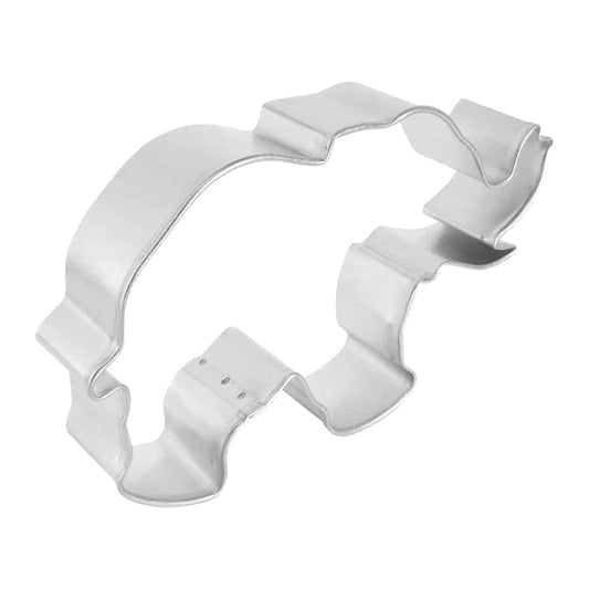 Side view of an elephant cookie cutter showing its detailed design.