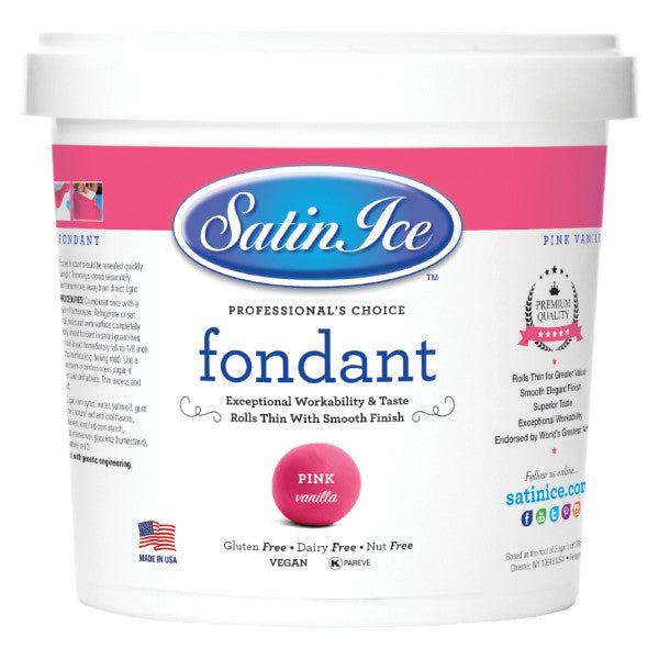 Pink Colored and Vanilla Flavored Fondant in a 2 Pound Container