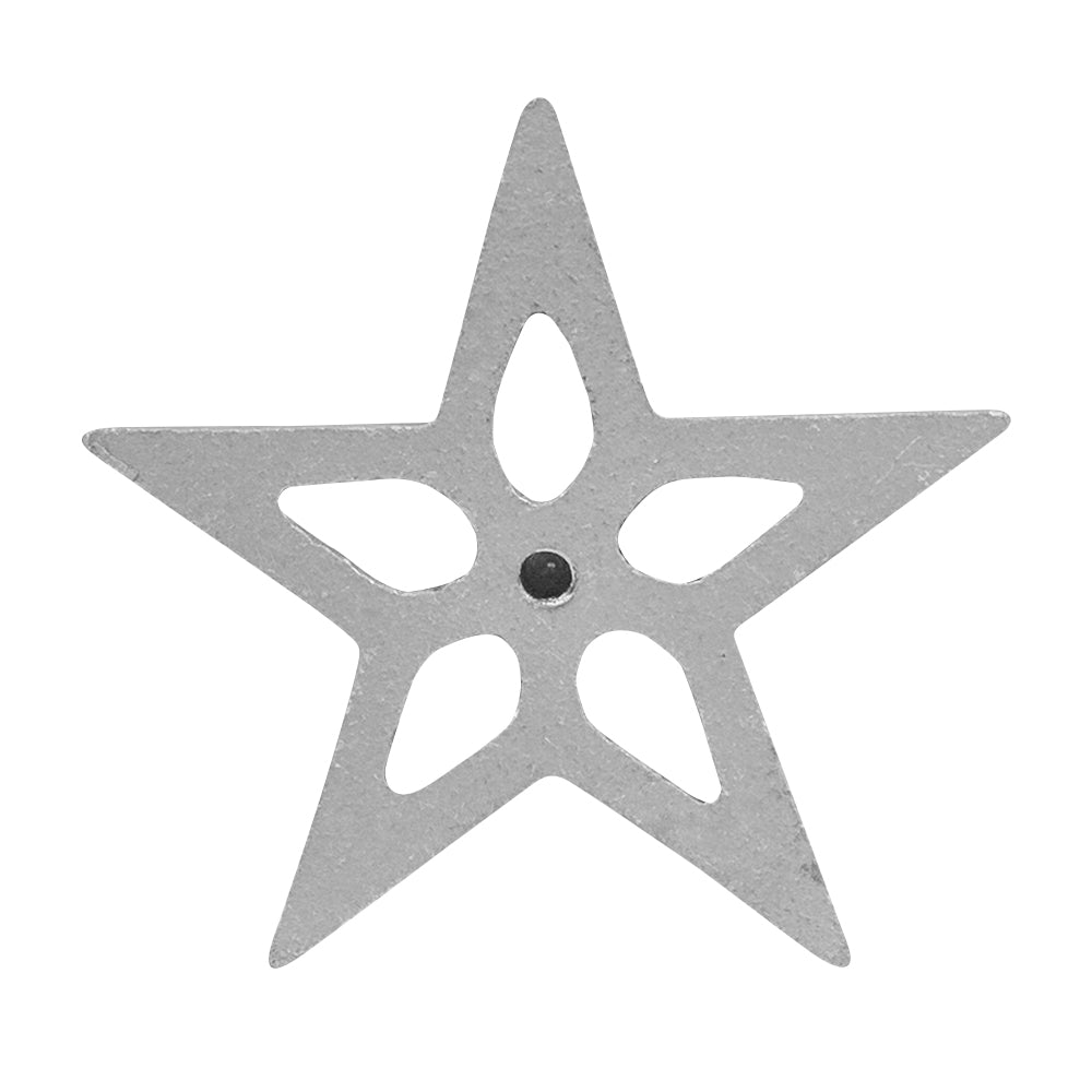 back view of the star-shaped Timbale mold - Highlighting the slim profile and detailed star shape, emphasizing its sturdy, cast aluminum construction.