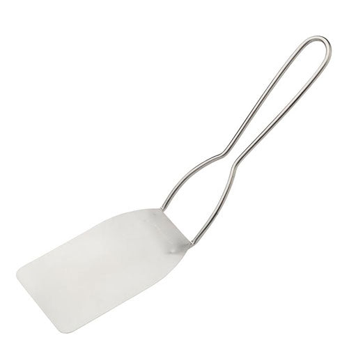 Flexible metal cookie spatula with thin stainless steel blade and open wire handle, ideal for lifting cookies from baking sheets