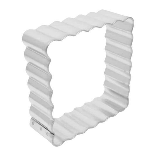 Side view of Square Fluted Cookie Cutter showing its deep scalloped edge design and sturdy construction.