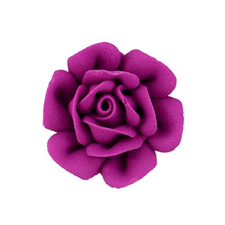 Fuchsia royal icing rose, medium edible flower with bold, vibrant color