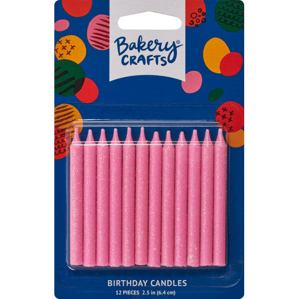 2.5" Pearl Glitter Birthday Candles - 12 Pack