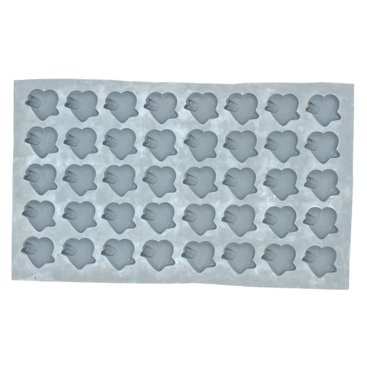 Full sheet of Heart with Arrow rubber mint mold featuring 40 heart-shaped cavities with arrow design for creating decorative treats.