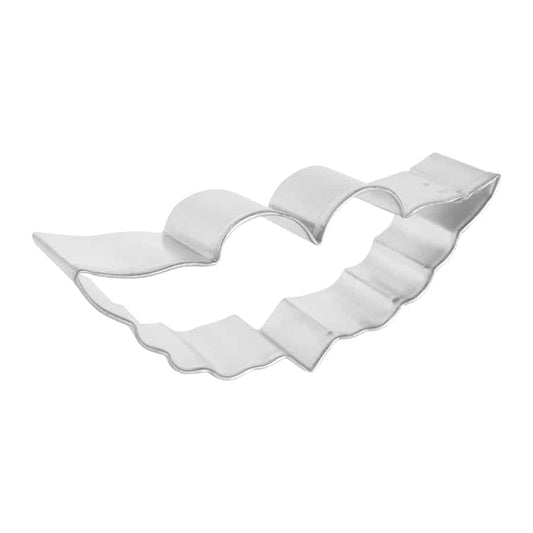 Side view of the heart with wings cookie cutter, highlighting its depth and structure.