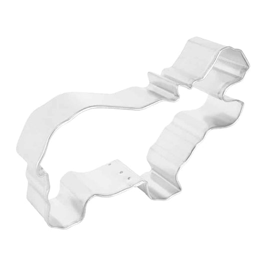 Angled side view of the hippo cookie cutter, showing its depth and detailed edges.