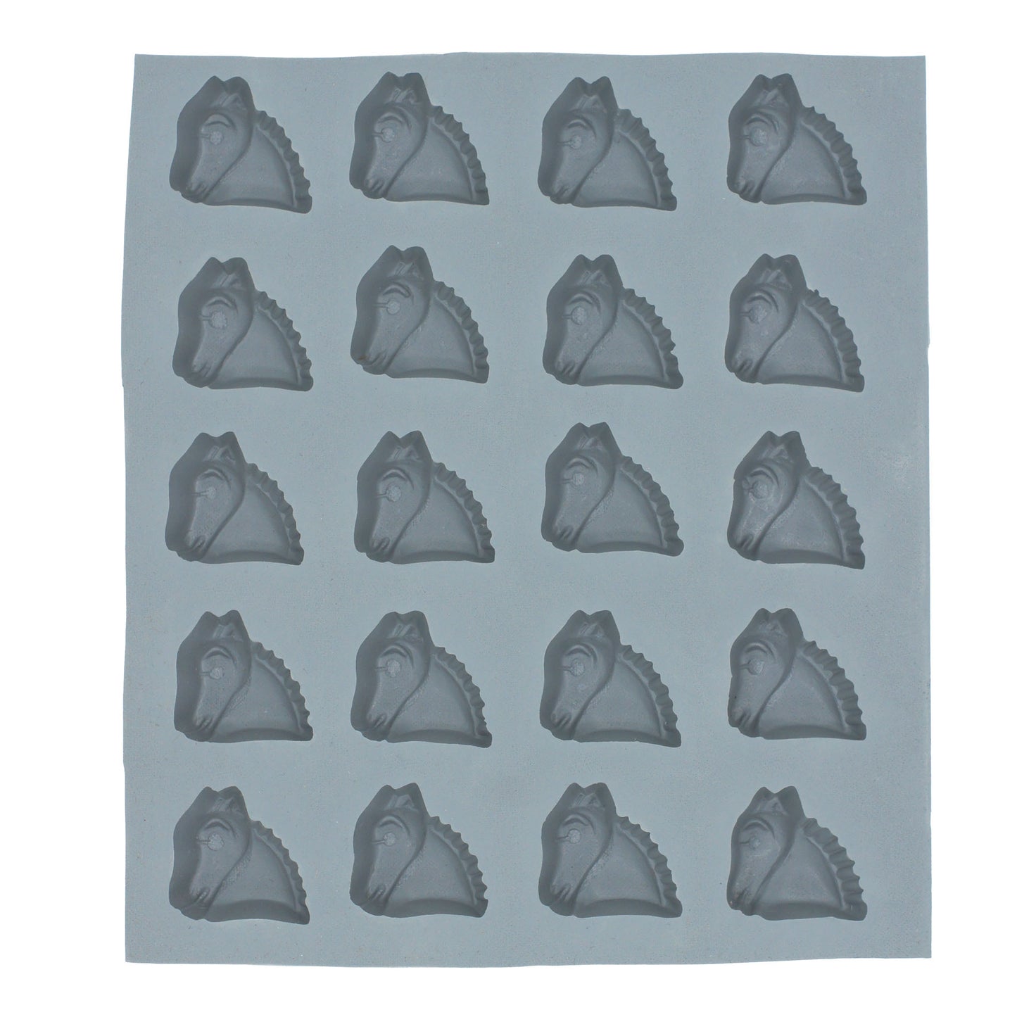 Full horse head rubber mint mold sheet featuring multiple cavities for cowboy party mints or chocolates