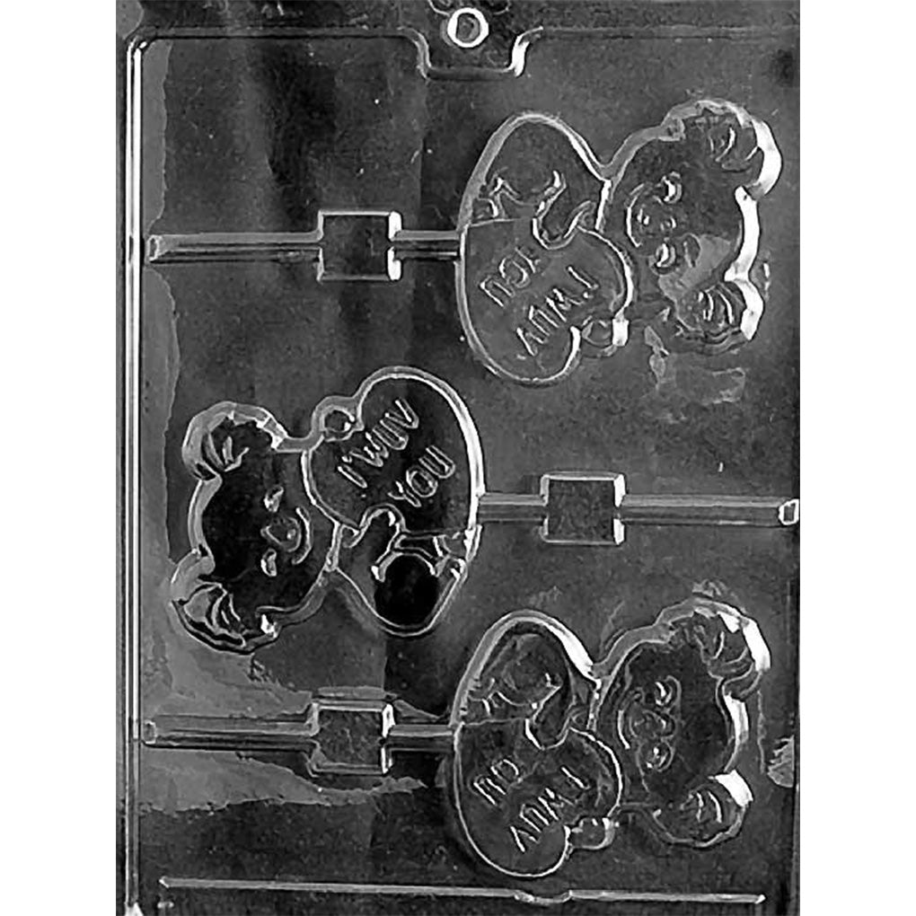 I Wuv You Bear Chocolate Lollipop Mold