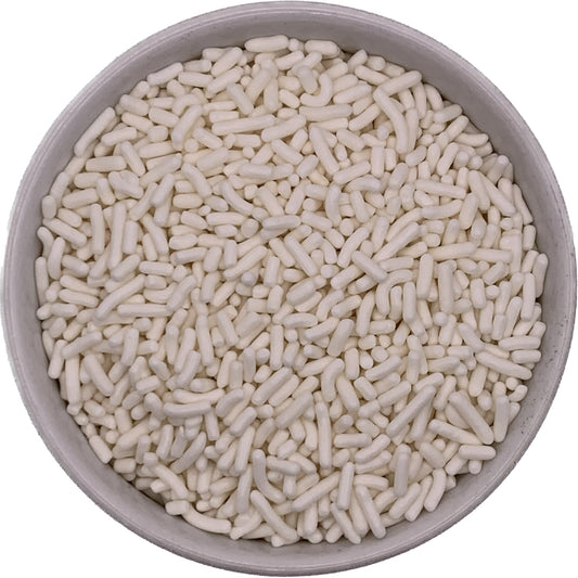 White Jimmies Sprinkles in a Bowl