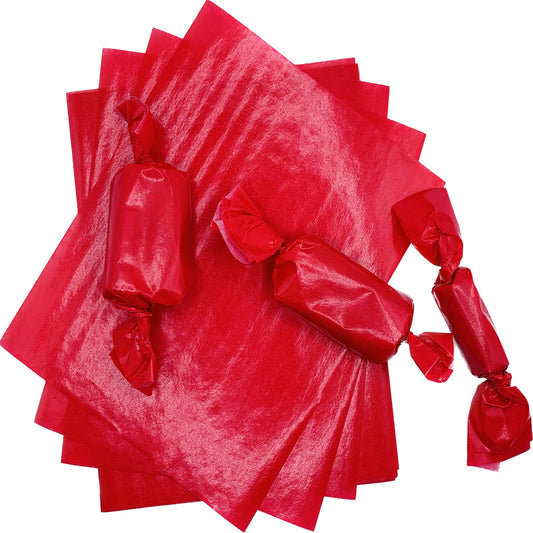 Red Wax Caramel Candy Wrappers with 3 Pieces of Candy