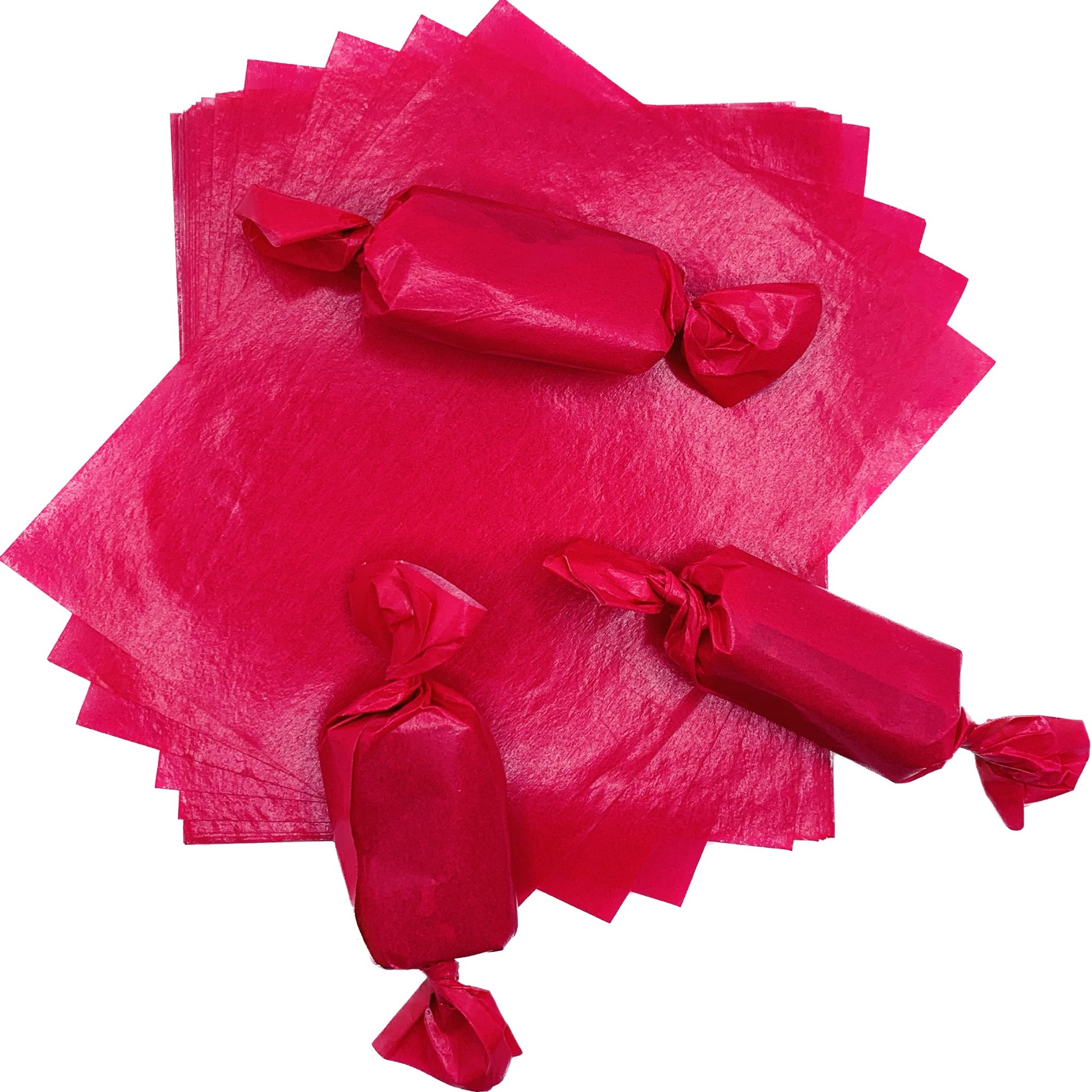 Pink Caramel Candy Wrappers with 3 pieces of wrapped candy