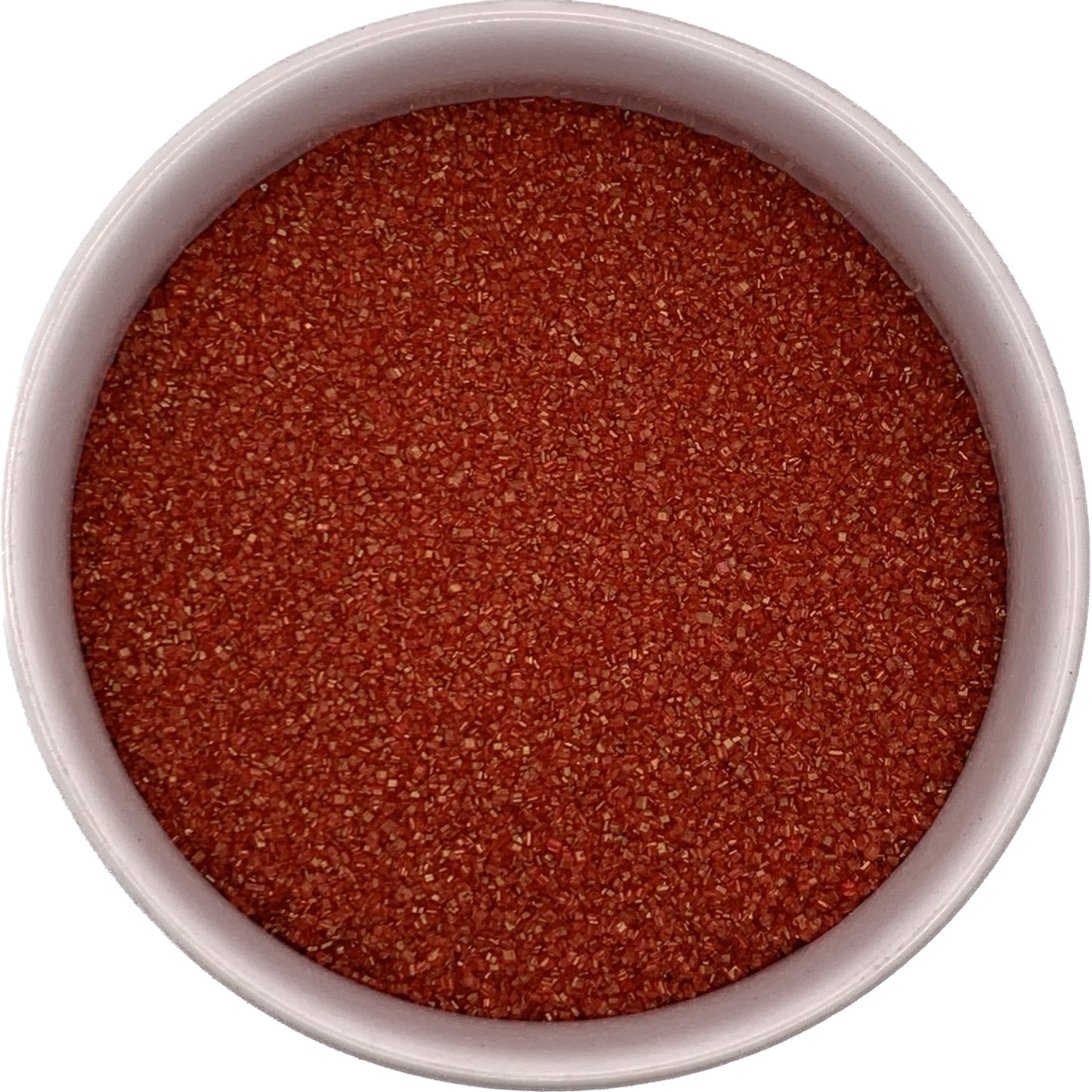 Red colored fine sanding sugar