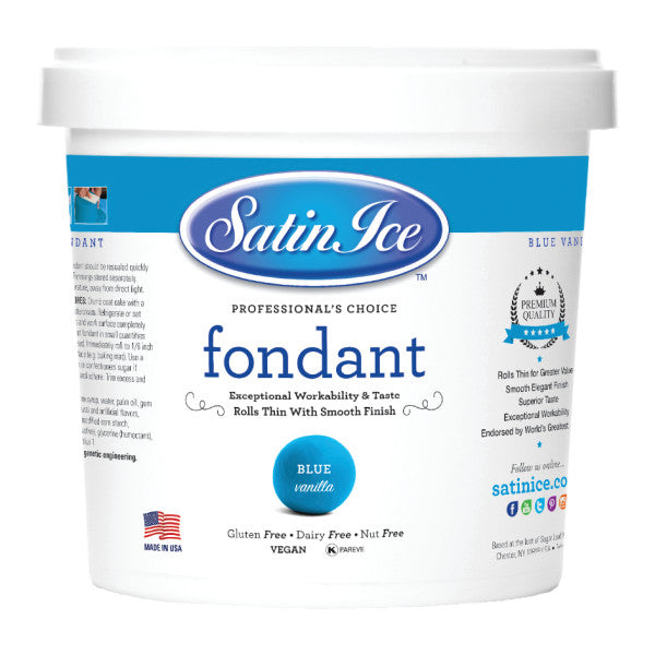 Blue Vanilla Flavored Fondant in a 2 Pound Container