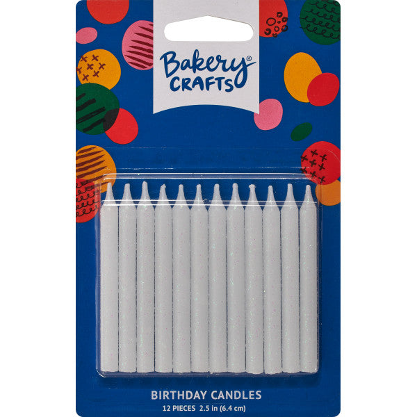 2.5" Pearl Glitter Birthday Candles - 12 Pack