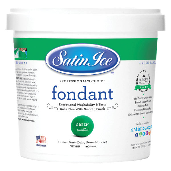 Green Colored and Vanilla Flavored Fondant in a 2 Pound Container