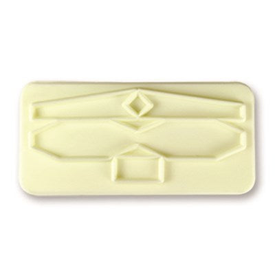 Single large bow cutter mold with sections designed to cut fondant or gum paste into bow shapes.