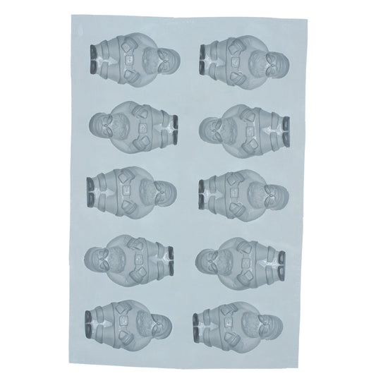 Full sheet of large Santa molds with 10 cavities for festive mints, chocolates, or decorative creations